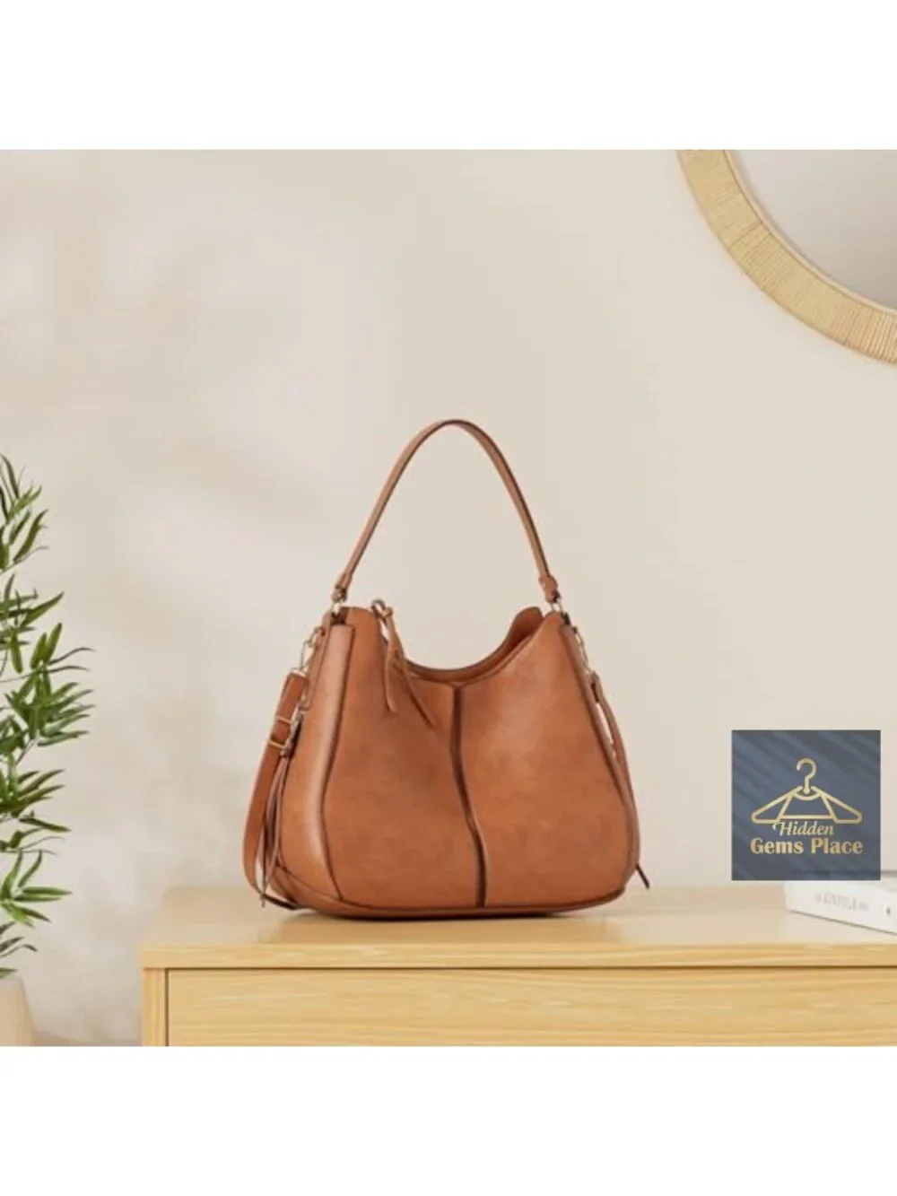 Faux Leather Hobo Crossbody Bag Large Capacity Shoulder Purse